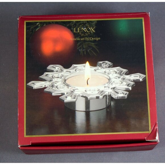 Lenox Silverplated Snowflake Votive Candle Holder Set of 2 American By Design - Picture 7 of 10